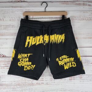 Hulk Hogan Wrestlemania Mens M Graphic Sweat Shorts Black Yellow WWE Shoe Palace